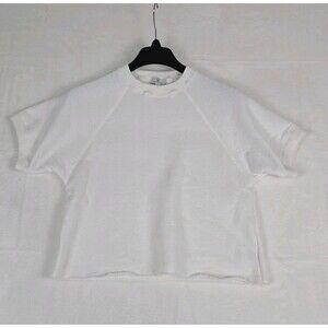 AG Adriano Goldschmied Cropped Short Sleeve Sweatshirt Tee Women Small White